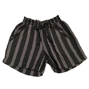 Briggs Black White Shorts Tasseled Drawstring High Rise Pockets Small S